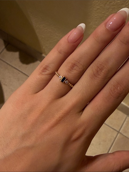 Jewelry - 18K Solid Gold Adjustable Ring – Blue Zircon Stone – Minimalist Stackable Ring